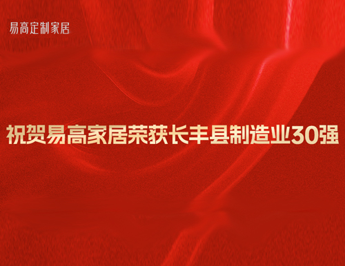  祝賀易高家居榮獲“長豐縣制造業(yè)30強”榮譽稱號！